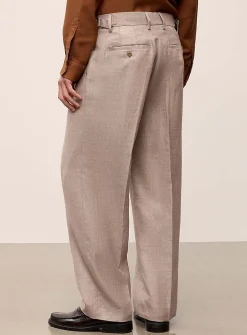 Beige responsible wool and linen pant