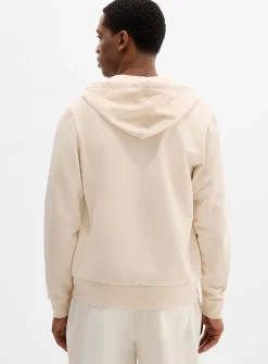 Beige stripe zipped hoodie