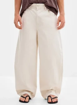Beige textured baggy jean