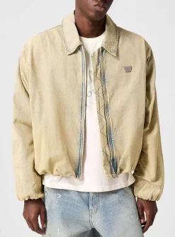 Beige washed denim jacket