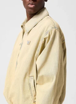 Beige washed denim jacket