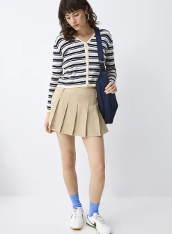 Belt loops pleated dress skirt