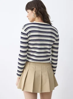Belt loops pleated dress skirt