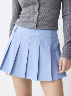 Belt loops pleated dress skirt