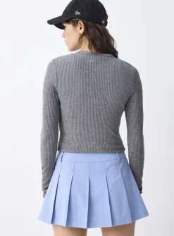 Belt loops pleated dress skirt