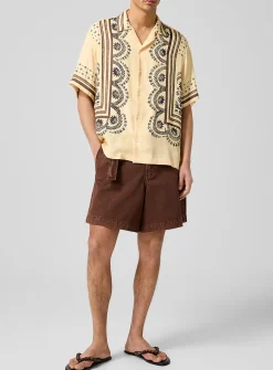 Belted brown denim short