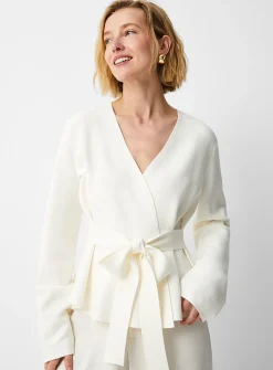 Belted crossover cardigan