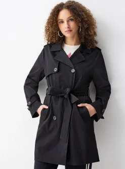 Belted double-breasted trench coat