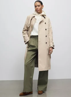 Belted double-breasted trench coat
