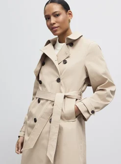 Belted double-breasted trench coat