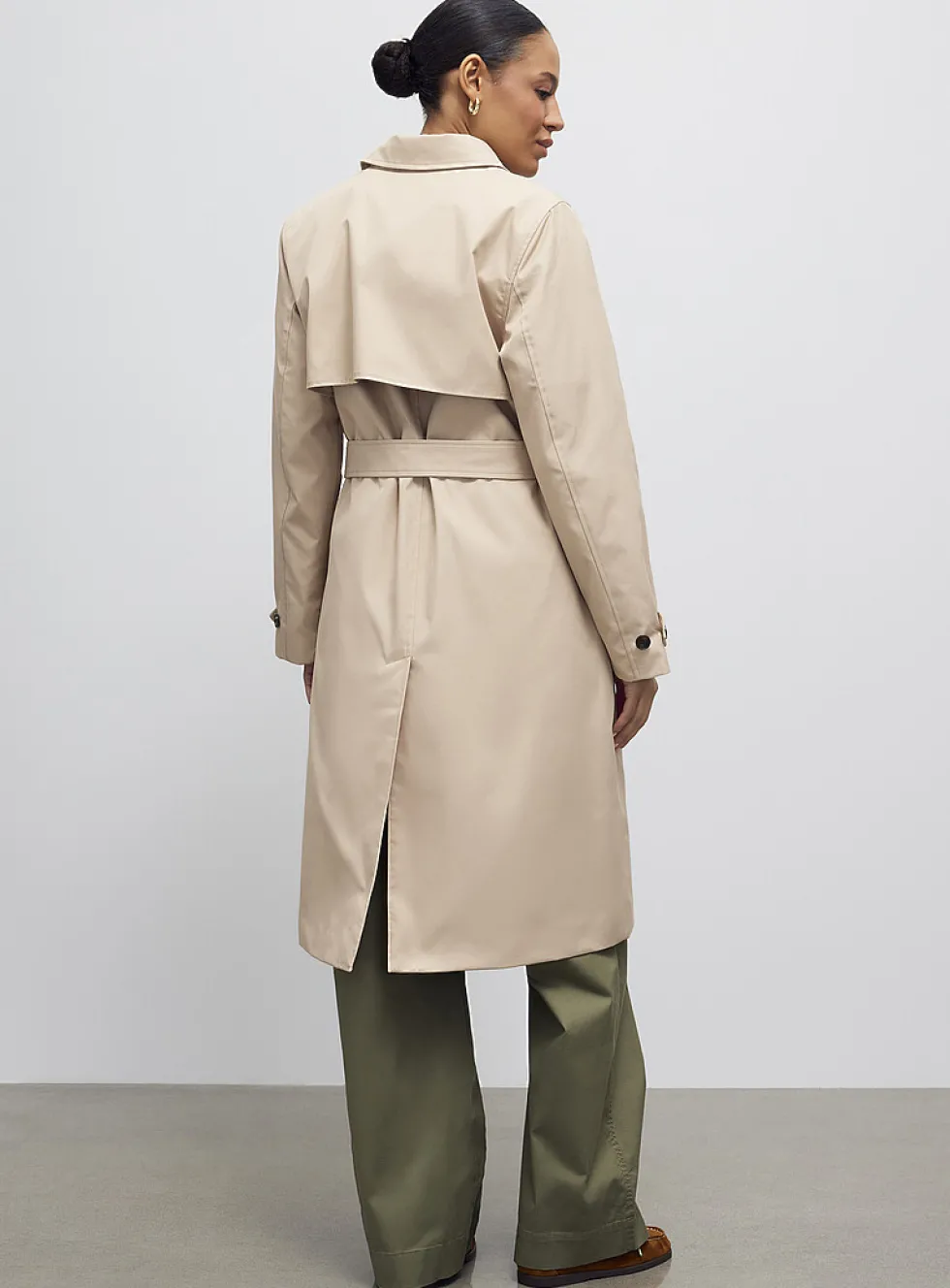 Belted double-breasted trench coat