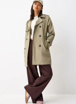 Belted double-breasted trench coat