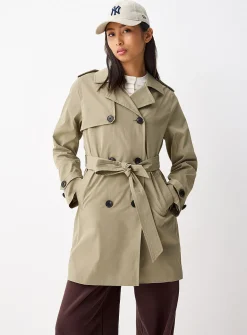Belted double-breasted trench coat