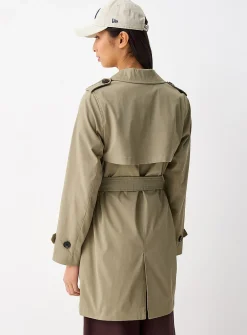 Belted double-breasted trench coat
