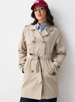Belted double-breasted trench coat
