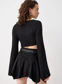 Belted faux-suede miniskirt