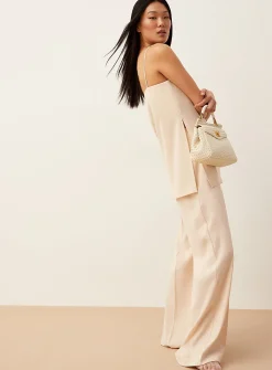 Belted flowy wide-leg pant