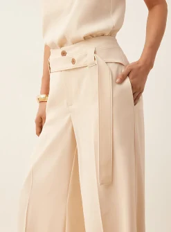 Belted flowy wide-leg pant