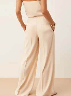 Belted flowy wide-leg pant