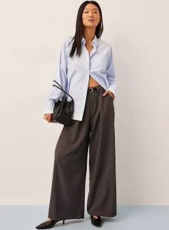 Belted front-panel ultra-wide-leg pant