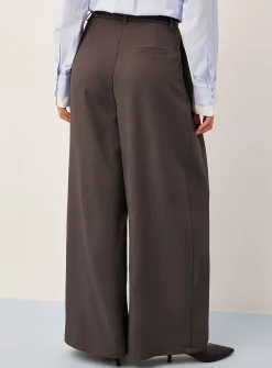 Belted front-panel ultra-wide-leg pant
