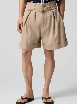 Belted gathered waist shorts