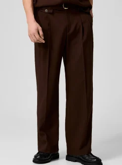 Belted pleated pant