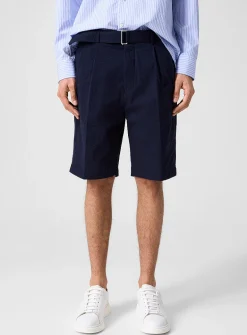 Belted seersucker Bermuda short