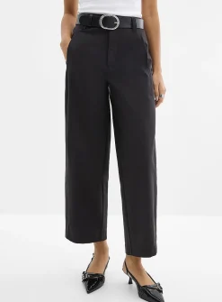 Belted stretch barrel pant