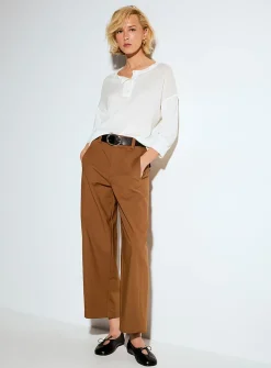 Belted stretch barrel pant