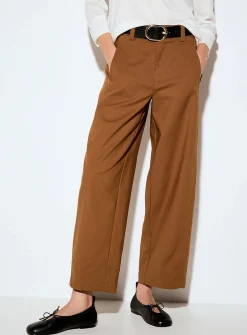 Belted stretch barrel pant