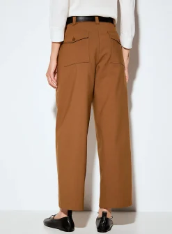 Belted stretch barrel pant