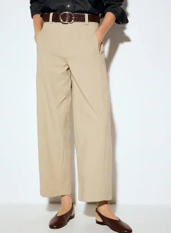 Belted stretch barrel pant