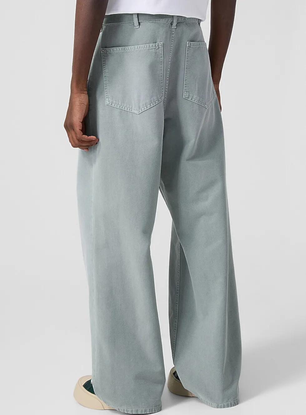 Belted wide-leg rugged canvas pant
