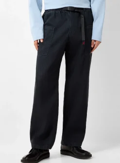 Belted-waist twill pant