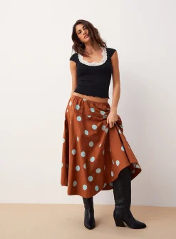 Betty low-rise flared midi skirt