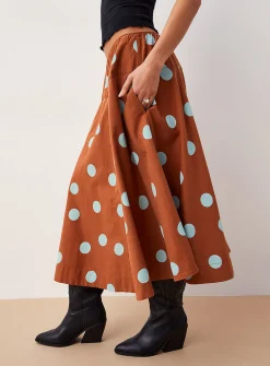 Betty low-rise flared midi skirt