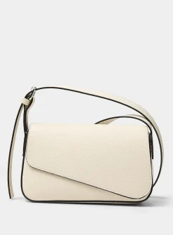 Bevel flap pebbled crossbody bag
