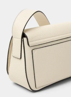 Bevel flap pebbled crossbody bag