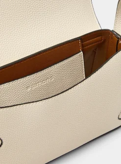 Bevel flap pebbled crossbody bag