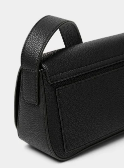 Bevel flap pebbled crossbody bag