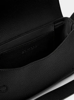 Bevel flap pebbled crossbody bag