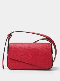 Bevel flap pebbled crossbody bag
