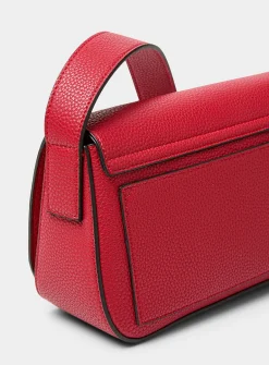 Bevel flap pebbled crossbody bag