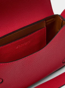 Bevel flap pebbled crossbody bag