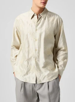 Beyond embroidered flowers gingham lining shirt