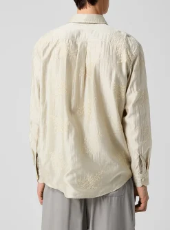 Beyond embroidered flowers gingham lining shirt