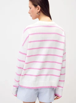 Bikini embroidery striped sweater