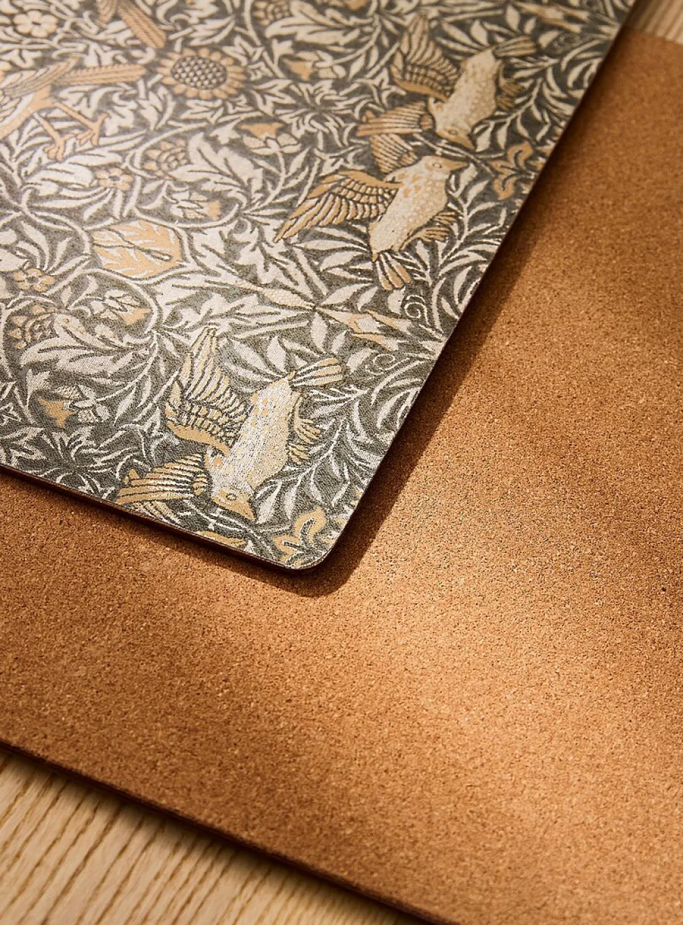 Bird tapestry grey laminated cork placemats