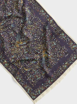 Birds of Paradise wool and silk scarf
